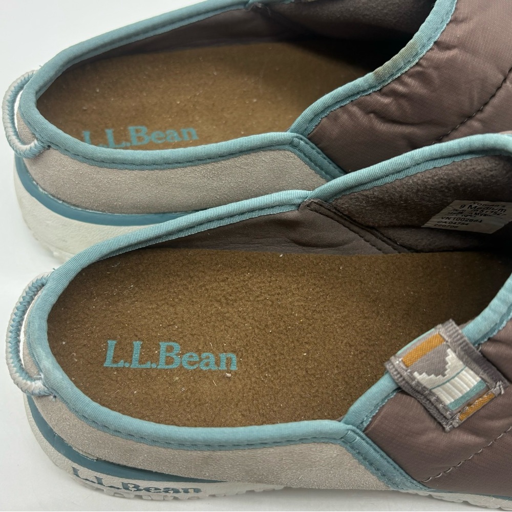 LL Bean Women's Brown Nylon Mountain Classic Quilted Slides Slippers Sz 9 - Picture 10 of 11